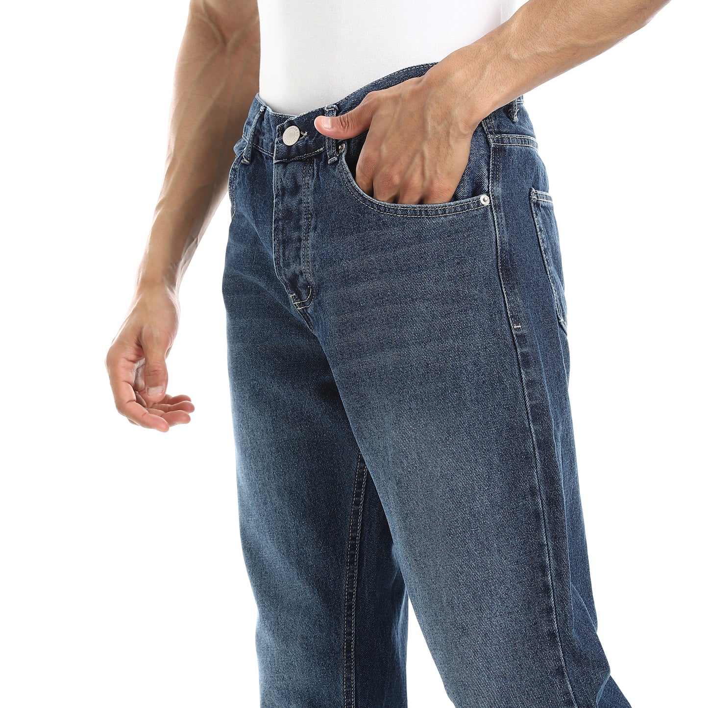 Denim Blue Straight Leg Jeans