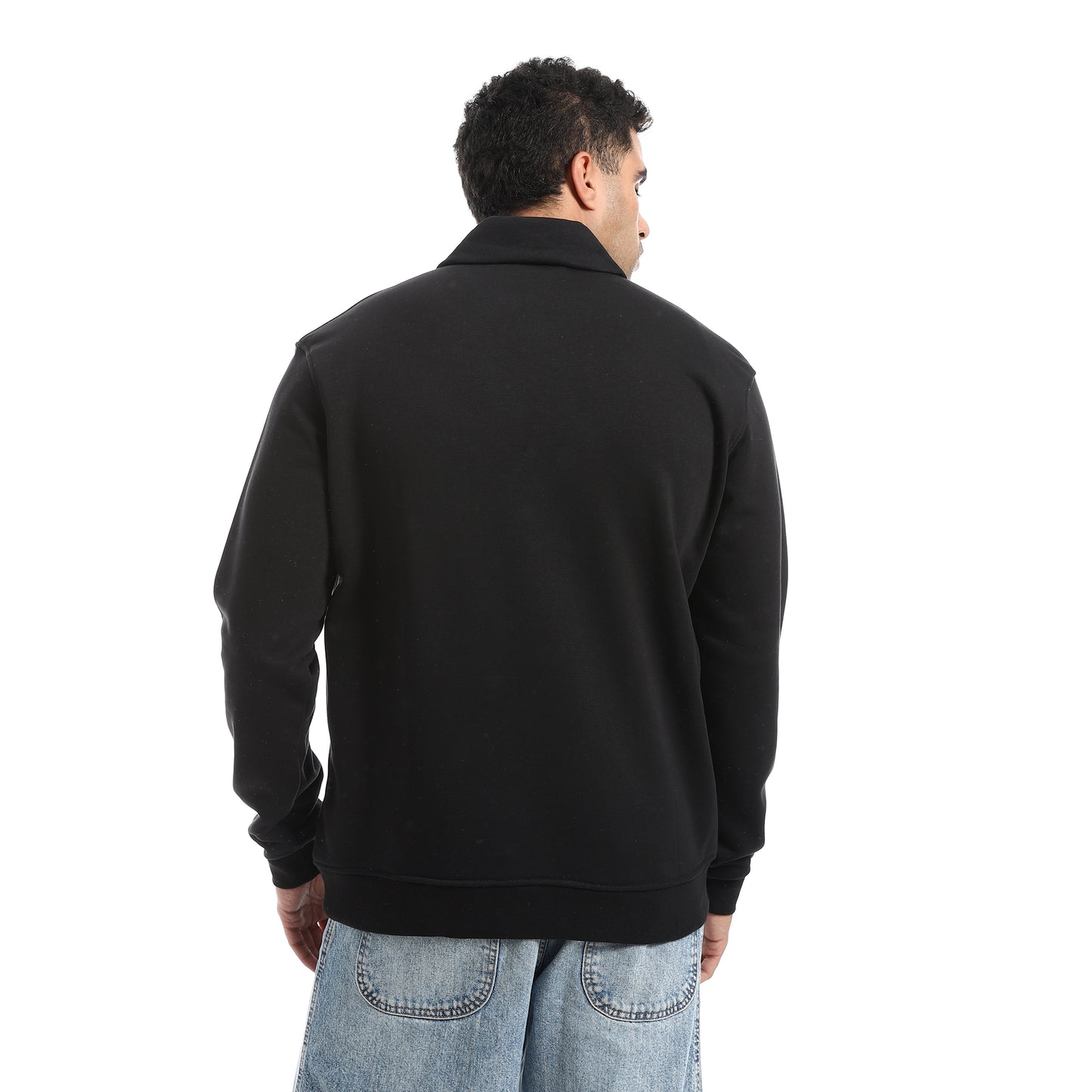 Turned Down Collar Zipper Closure Sweatshirt