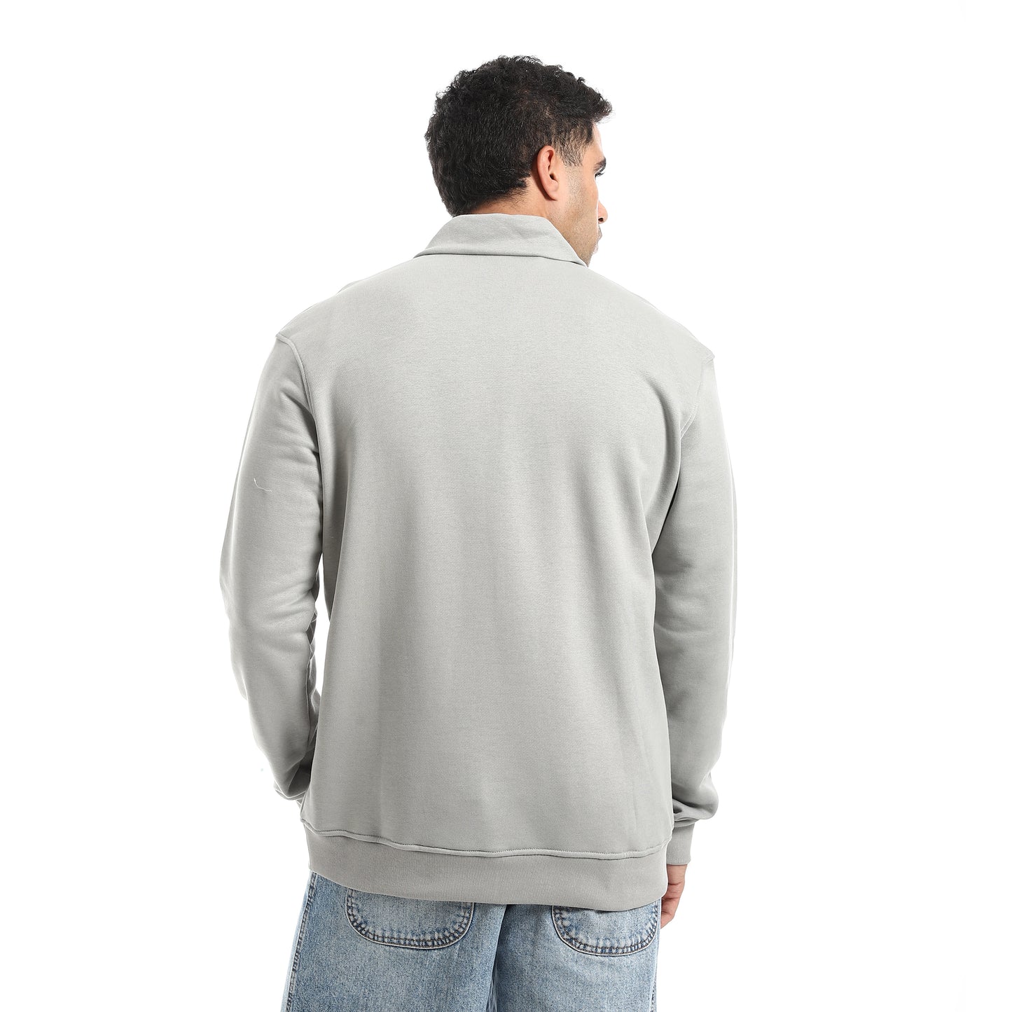 Turned Down Collar Zipper Closure Sweatshirt