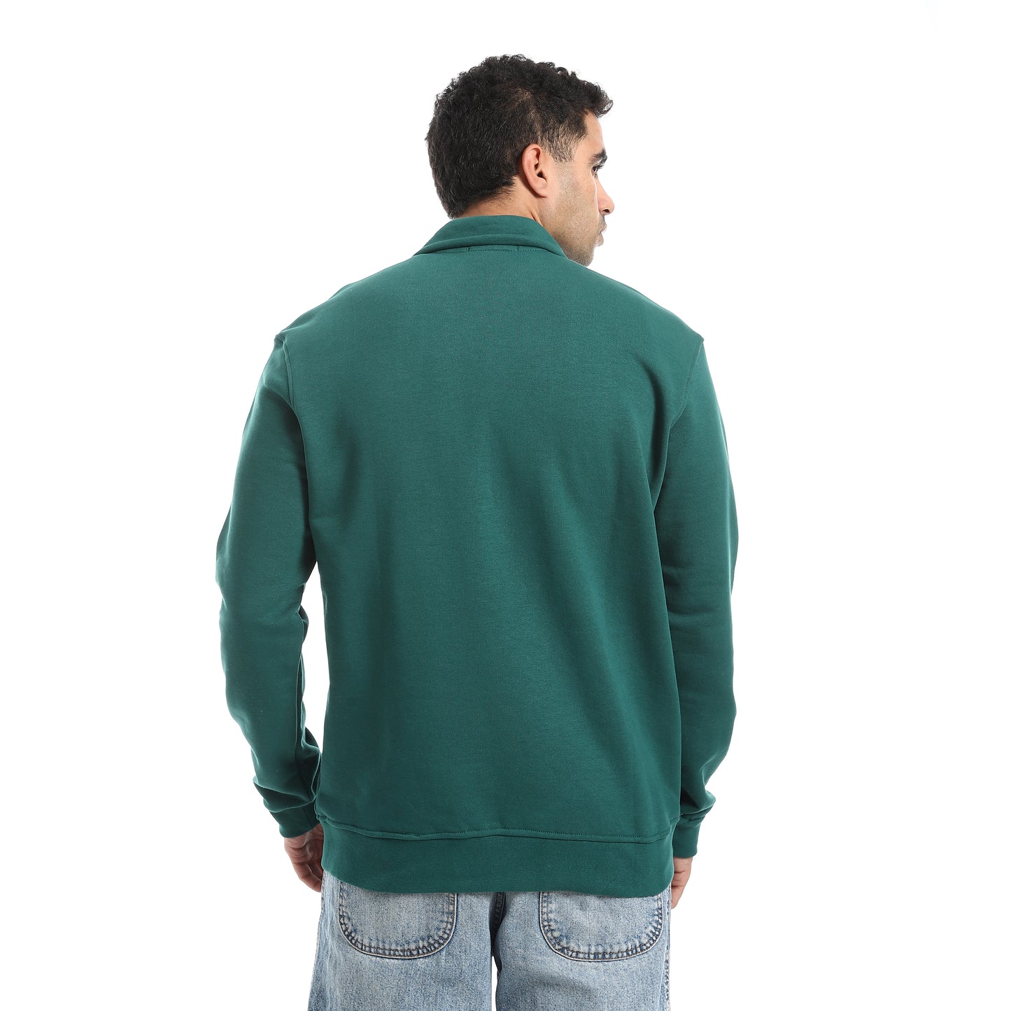 Turned Down Collar Zipper Closure Sweatshirt