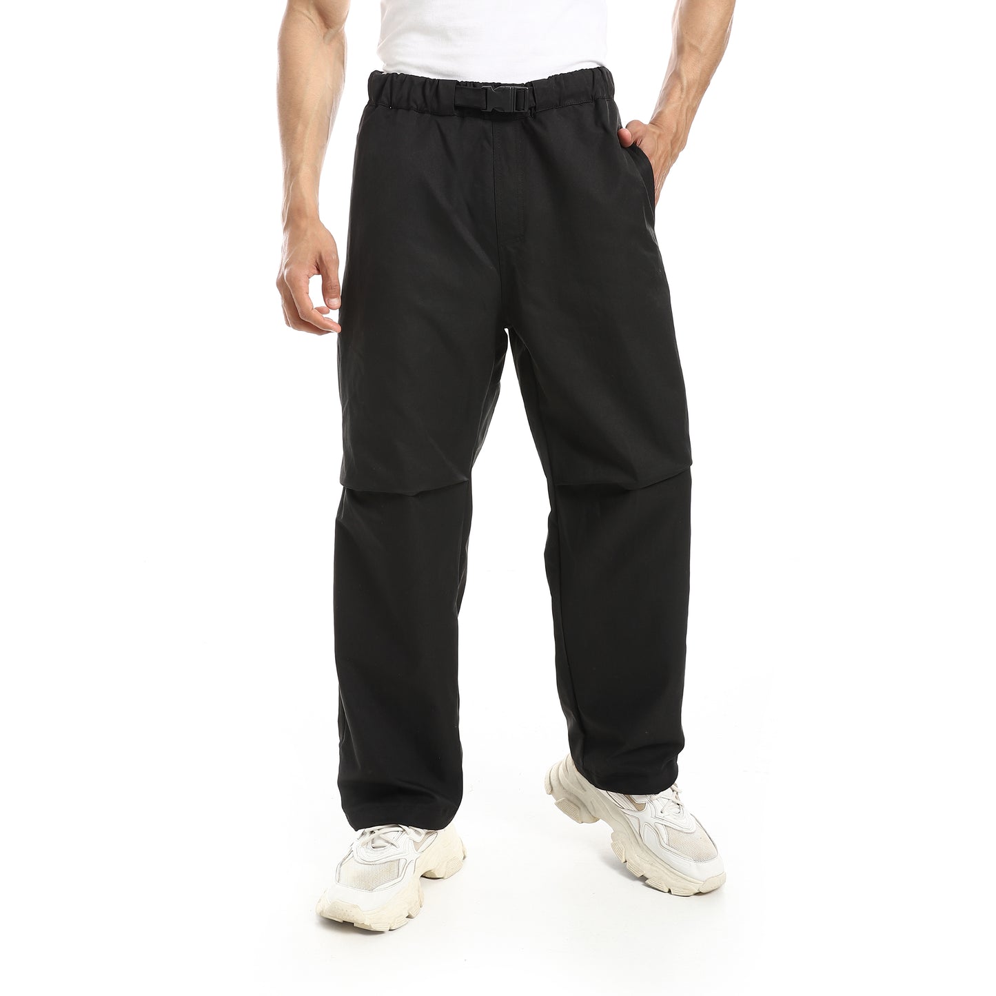 Gabardine Pants With Strap Release Buckle