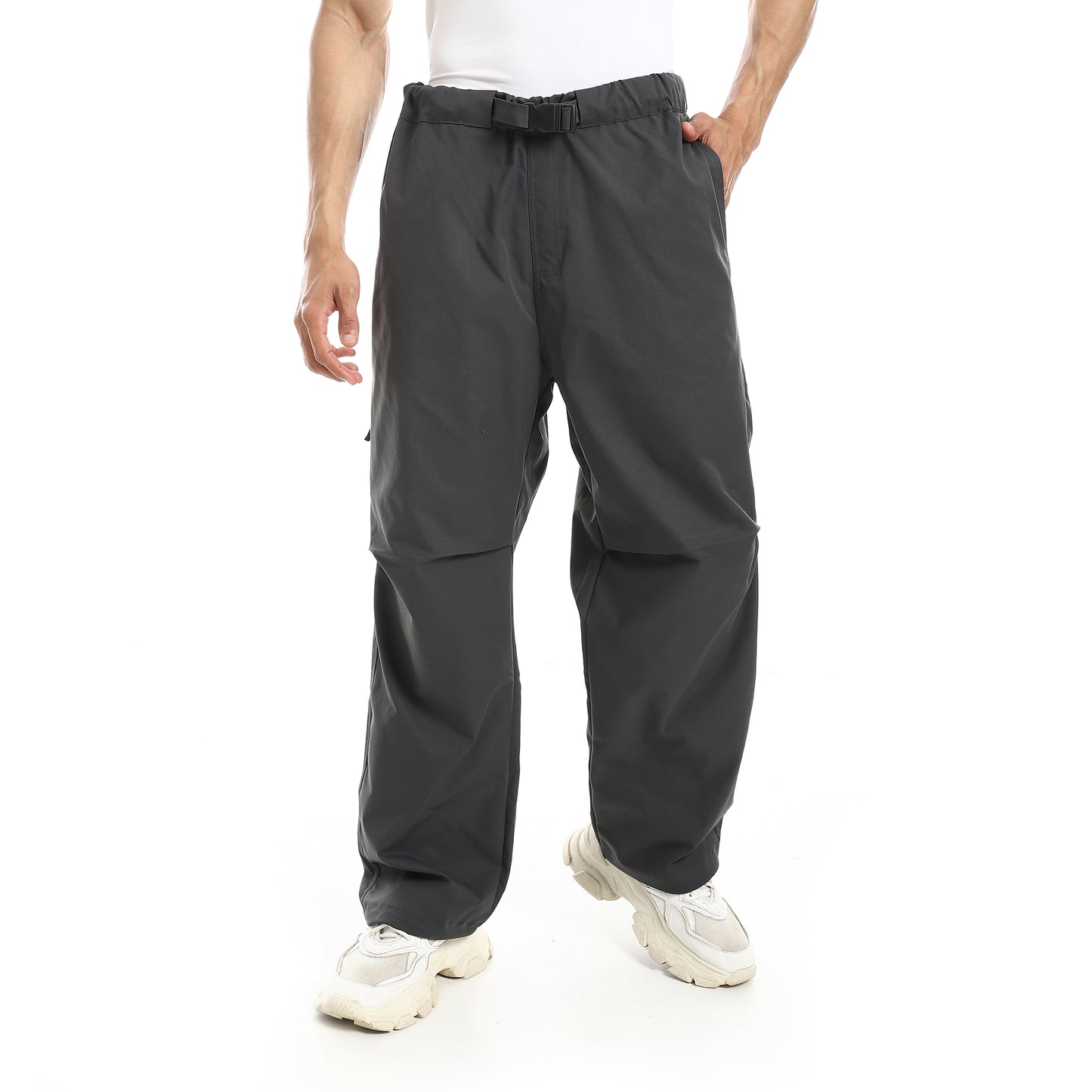 Gabardine Pants With Strap Release Buckle