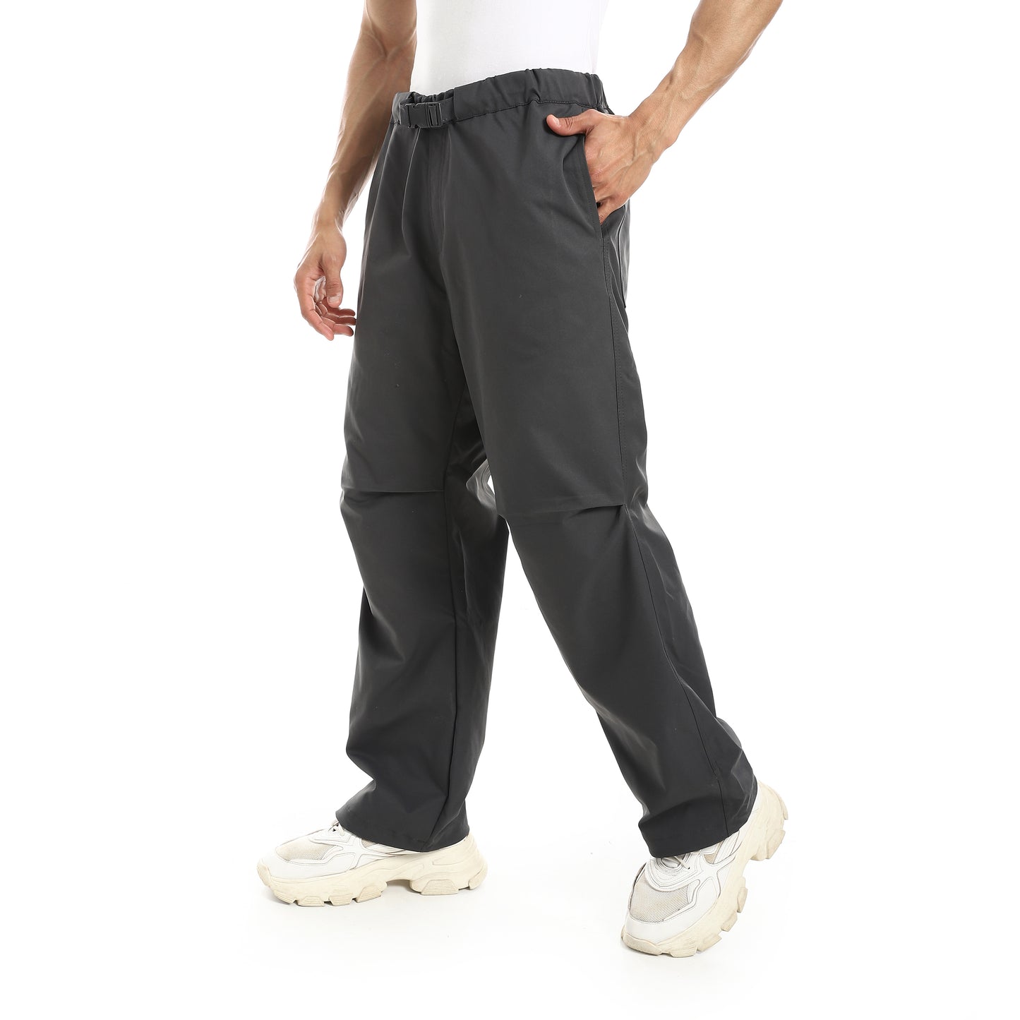 Gabardine Pants With Strap Release Buckle