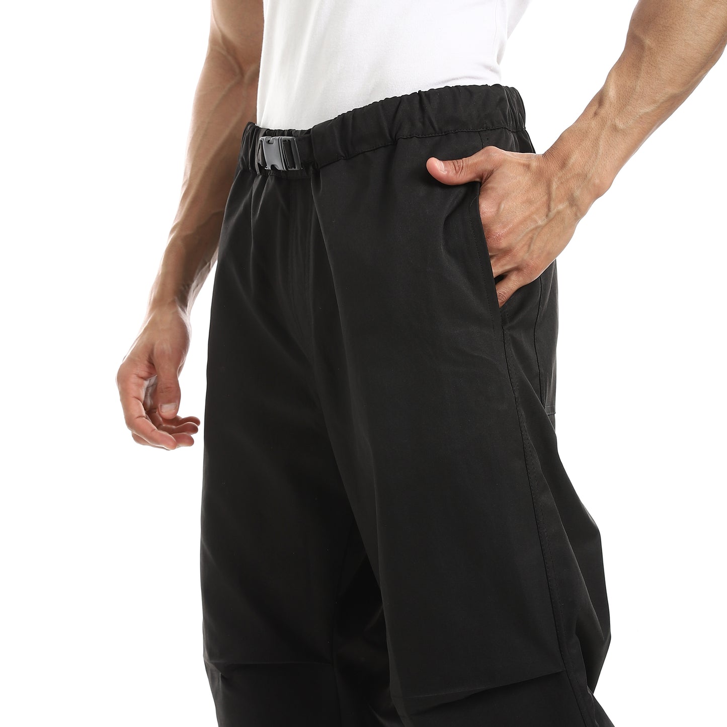 Gabardine Pants With Strap Release Buckle