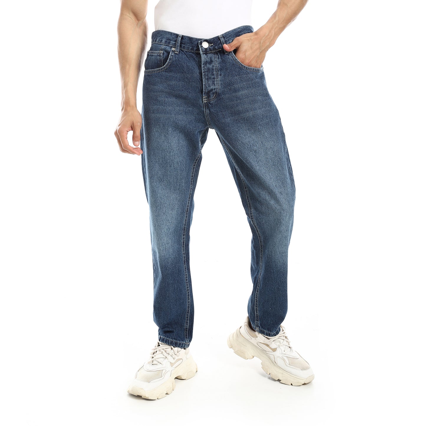 Denim Blue Straight Leg Jeans